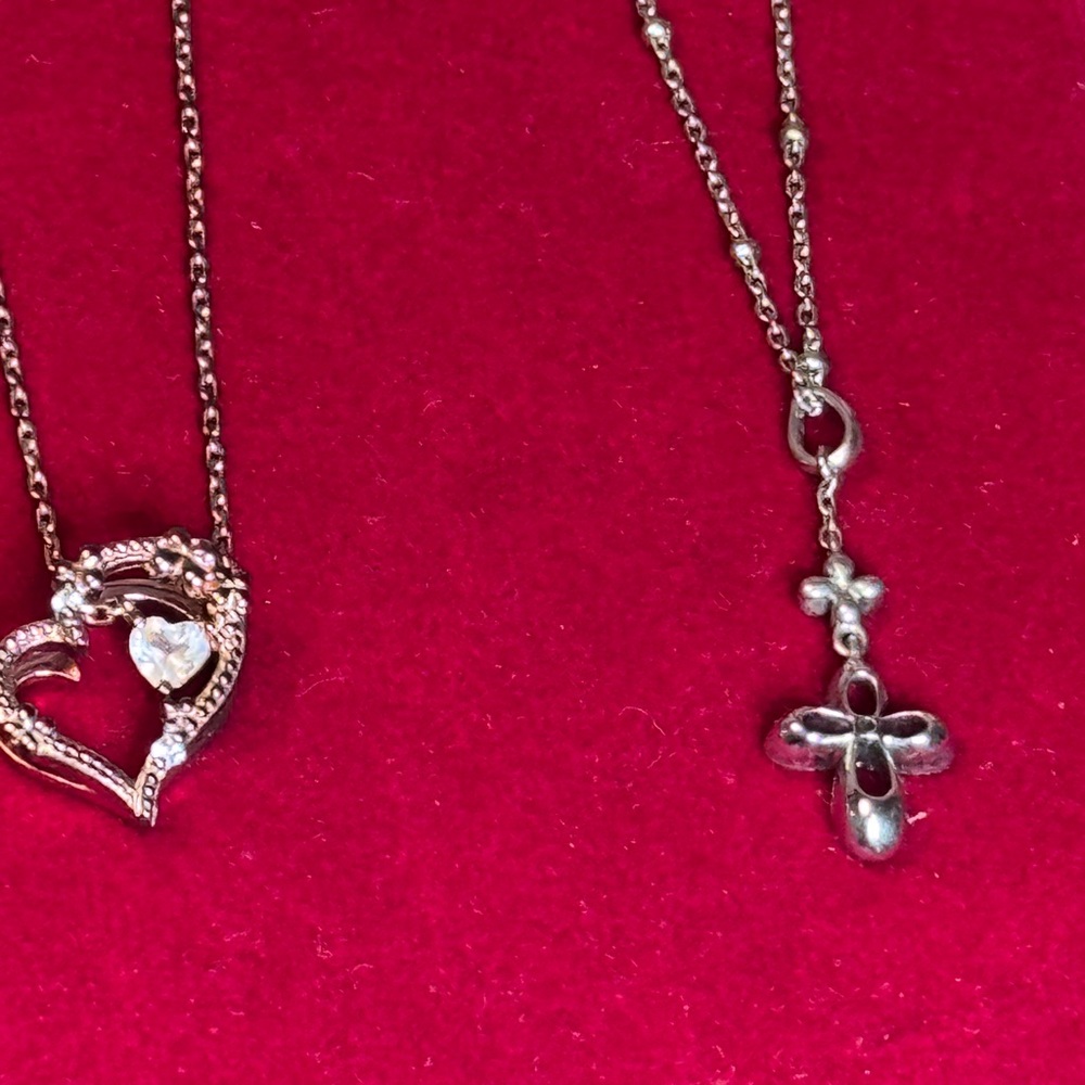 Folli Follei two necklaces Silver and Gold Cross and heart Necklace  925 silver. - Picture 15 of 16